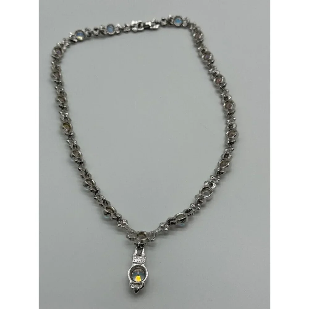 Nolan Miller Glamour Collection Roxanne AB‎ Rhinestone Silver Tone Necklace